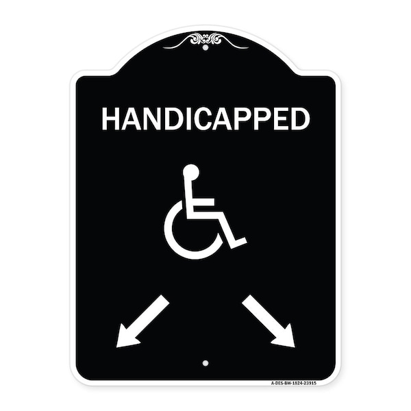 Signmission Handicapped Parking W/ Double Arrows Heavy-Gauge Aluminum Sign, 24" x 18", BW-1824-23915 A-DES-BW-1824-23915 - main
